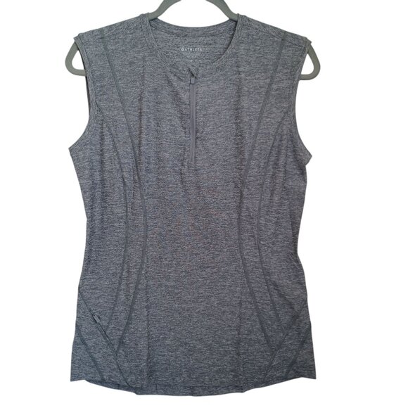 Athleta Tops - Athleta Tank Top Pacifica Illume UPF Gray Fitted 1/4 Zip Womens Medium NEW